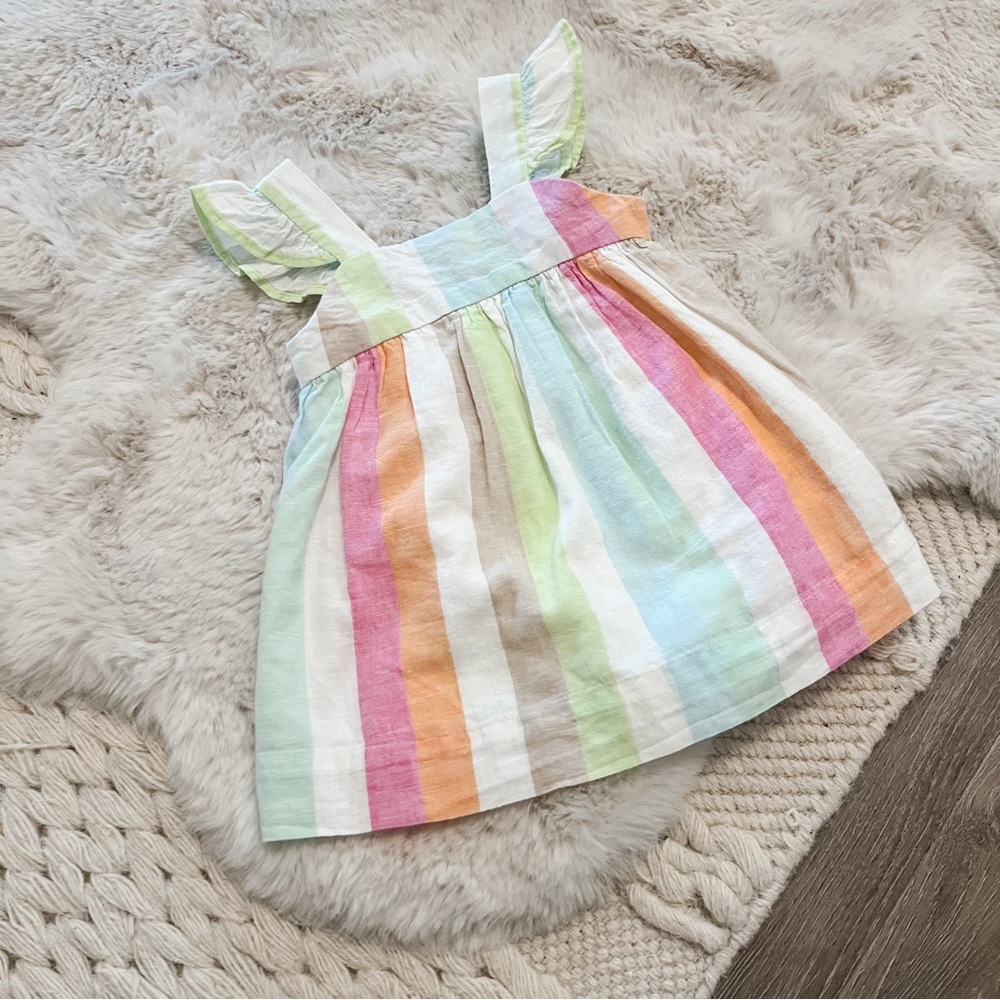 Baby Gap Linen Cotton Striped Dress with Bloomers